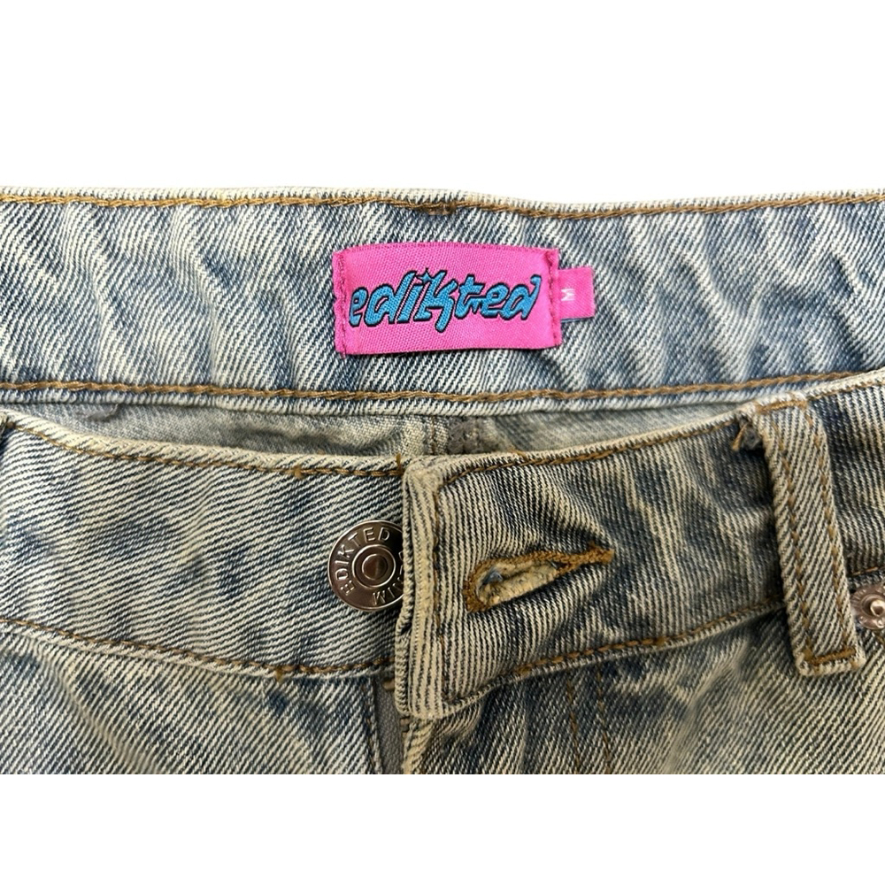 Edikted Light Wash Blue Wide Leg Jeans M - Picture 4 of 7